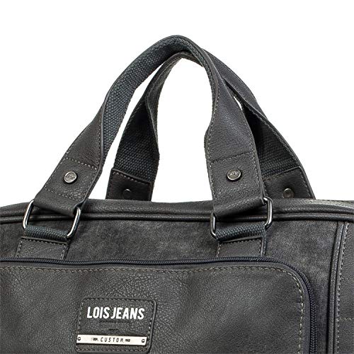 Lois - Cartera Portadocumentos Unisex Ordenador Portátil 15". Bolso de Mano. Cuero PU. Original Elegante Práctico, Resistente y Ligero. Bonito Diseño. 96540, Color Gris Oscuro