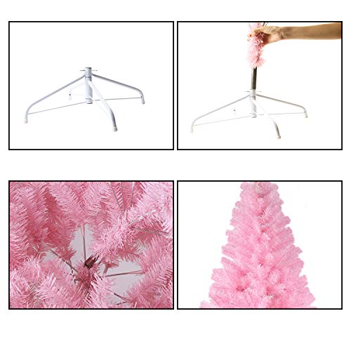 Lokipa - Árbol de Navidad artificial de 1,8 m, con bisagras, color rosa, con soporte de metal para decoración, 700 puntas