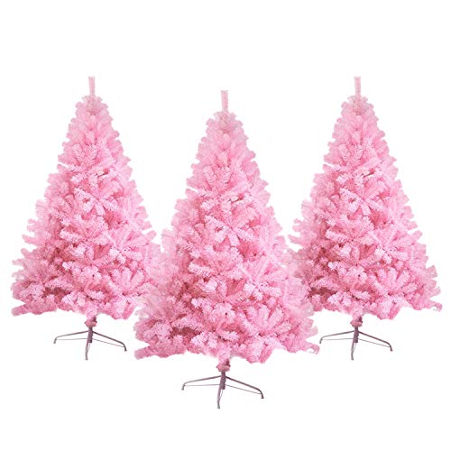 Lokipa - Árbol de Navidad artificial de 1,8 m, con bisagras, color rosa, con soporte de metal para decoración, 700 puntas