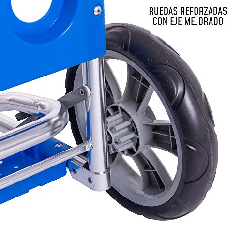 LOLAhome Carro portasillas Plegable Azul para Camping y Playa Nuevo y Mejorado (Aluminio Reforzado)