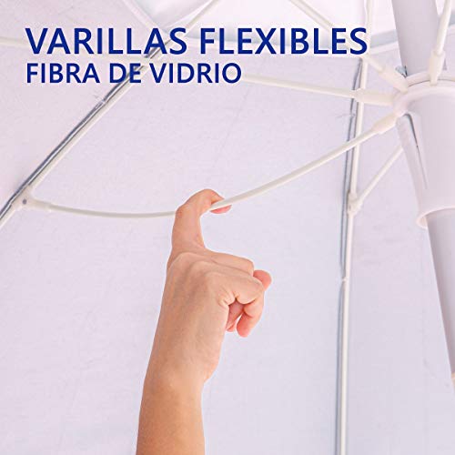 LOLAhome Sombrilla Playa con Soporte antiviento marrón de Fibra de Vidrio y Aluminio (Ø 200 cm)