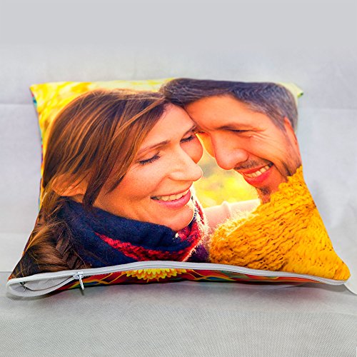 LolaPix Cojin Personalizado con Foto. Regalos Personalizados con Foto. Impresión Total por Las 2 Caras hasta la Costura. Cojin Microfibra Relleno Incluido. Varios Tamaños. 30x30cm