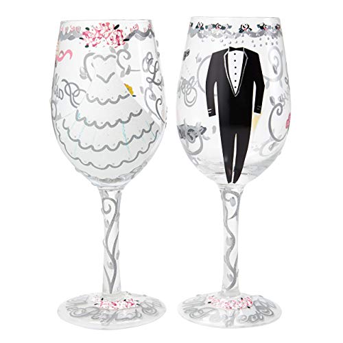 Lolita SETW-5522A Bride and Groom - Juego de 2 copas de vino pintado a mano para la novia y el novio