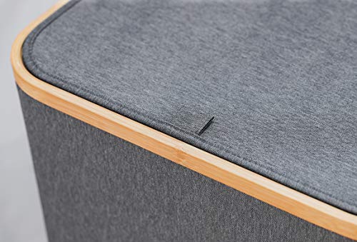 Lonbet® - Cesto Ropa Sucia con Tapa Gris - XXL 100 litros - Cubo Ropa Sucia Grande con Asas - Cesto para la Colada - Cesto Ropa Sucia de Bambú