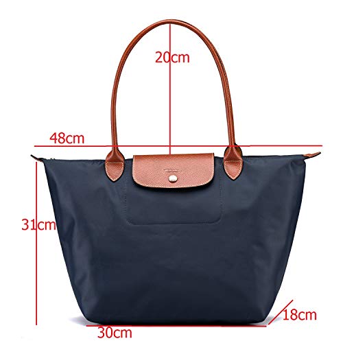 LongchampBolsa Le pliage bolsos mujer,Bolso de hombro de Lona plegable Tote (Marrón claro)