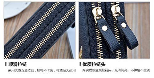 longer Cartera De Mujer con Doble Cremallera, Billetera De Mujer, Billetera Multifunción De Protección RFID De Larga Duración, Billetera De Bolsillo De Múltiples Tarjetas De Gran Capacidad