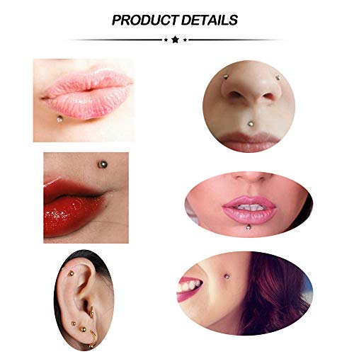 Longita 16G Acero Quirúrgico Pendientes Helix Cartilago Tragus Piercings Oreja Barbell 6mm 8mm Joyería del Cuerpo 10 Piezas