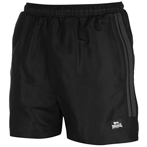 Lonsdale - Pantalones cortos de entrenamiento para hombre, dos rayas, malla interior Negro negro/gris 4X-Large