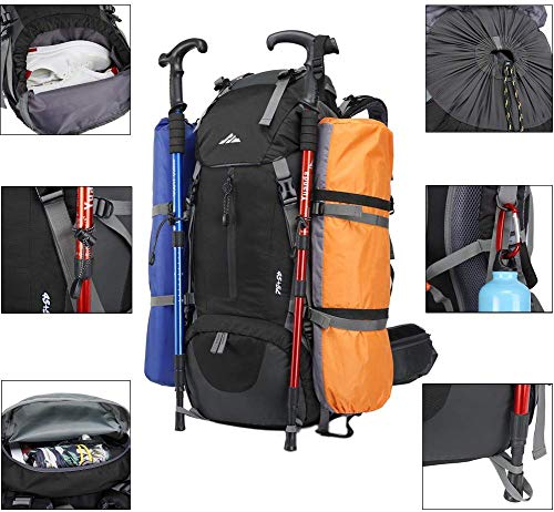 Loowoko 50L Impermeable Senderismo Mochila Montañismo Daypack Trekking Camping Deporte con Cubierta Lluvia Al Aire Libre para Viaje Acampar