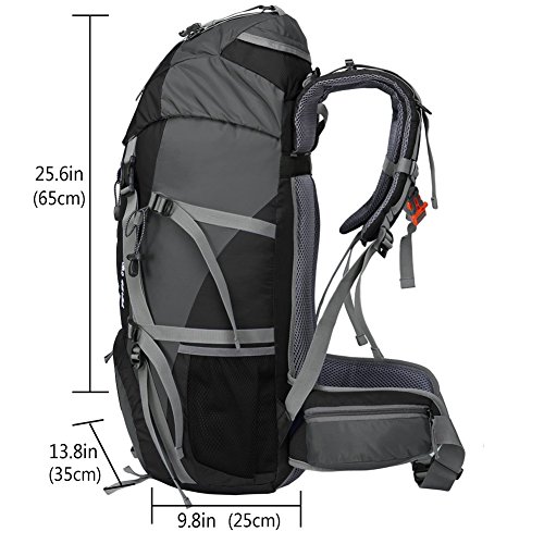 Loowoko 50L Impermeable Senderismo Mochila Montañismo Daypack Trekking Camping Deporte con Cubierta Lluvia Al Aire Libre para Viaje Acampar