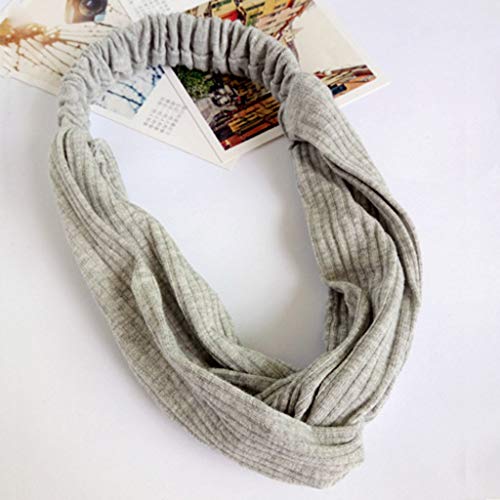 LOPILY Señoras Twist Nudo Diadema De Color SóLido EláStico Head Wrap Turbante Hair Band Ala Ancha Suave Satén Diadema De Cabeza Sencillo Elegante Pelo Banda(Light Gris)