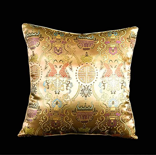 Lorenzo Cana Home Edition Luxus – Cojín de seda Oro Beige mercerizado seda Cojín Tejido Paisley 9600877