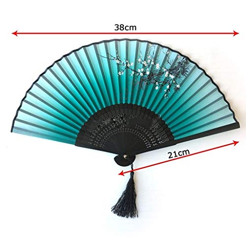 Los aficionados plegables de la seda del estilo chino portátiles aficionados Patrón flor del ciruelo de seda ventilador con marco de bambú decoración abanicos clásica for el partido, boda, regalos, de
