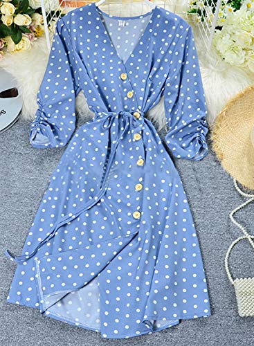 LOSRLY Swiss Polka dot de una sola pieza vestido de encaje sobre la rodilla mitad de longitud falda cintura adelgazar kimono, vestidos de mujer playa y fiesta