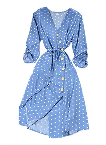 LOSRLY Swiss Polka dot de una sola pieza vestido de encaje sobre la rodilla mitad de longitud falda cintura adelgazar kimono, vestidos de mujer playa y fiesta