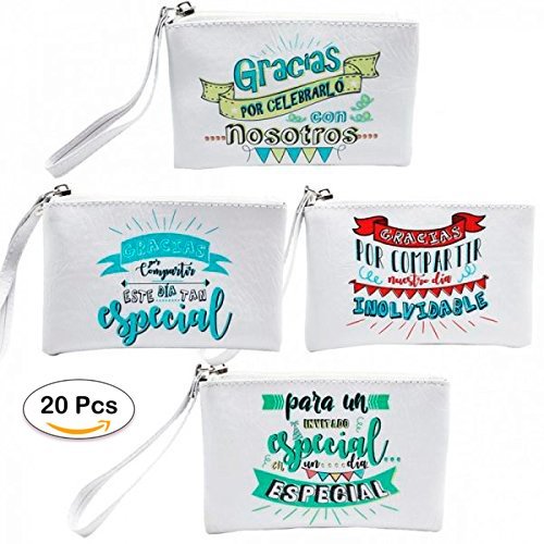 Lote de 20 Porta todos"GRACIAS POR VENIR" - Portatodo, Cartera, Carteras para Detalles de Bodas, Bautizos y Comuniones Originales con Frases