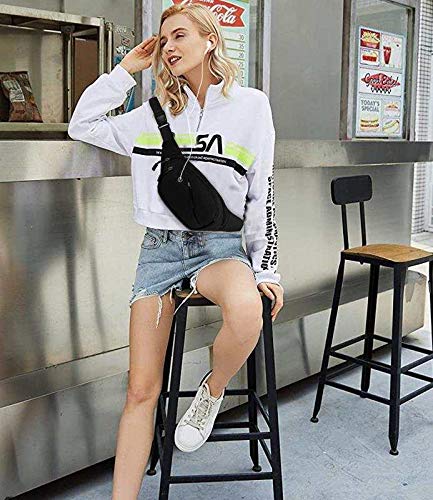 Lotisie Riñoneras Deportiva para Mujer y Hombre, Riñonera Impermeable con Muchos Bolsillos, Riñonera con Correa Ajustable para Deportes al Aire Libre Viaje Correr Senderismo Ciclismo, Negro