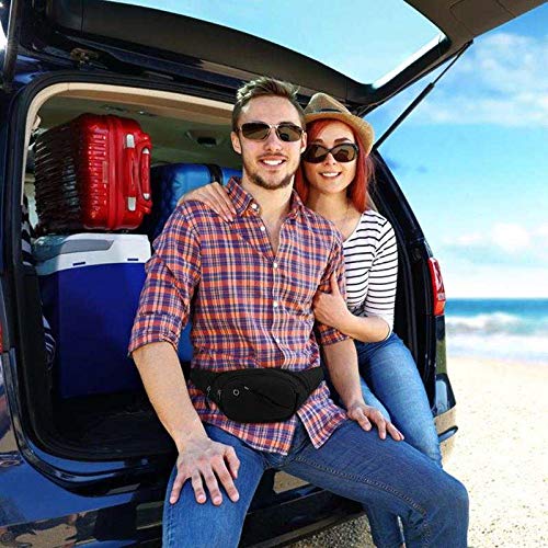 Lotisie Riñoneras Deportiva para Mujer y Hombre, Riñonera Impermeable con Muchos Bolsillos, Riñonera con Correa Ajustable para Deportes al Aire Libre Viaje Correr Senderismo Ciclismo, Negro