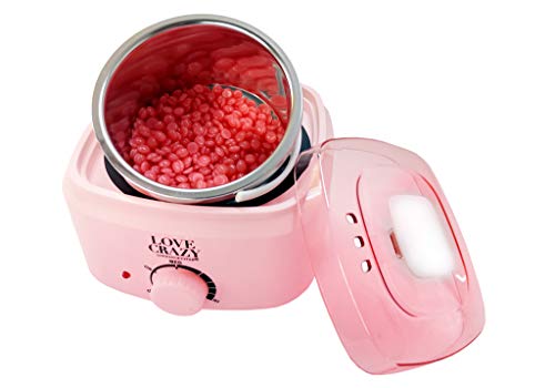 LOVECRAZY- Calentador de Cera Eléctrico para la Depilación Profesional,Set de Depilación de Cera Caliente 500ml (ROSA)