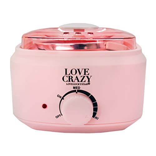 LOVECRAZY- Calentador de Cera Eléctrico para la Depilación Profesional,Set de Depilación de Cera Caliente 500ml (ROSA)