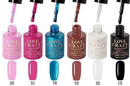 LOVECRAZY® Esmalte de Uñas Semipermanente Uñas de Gel permanente UV LED Kit de Manicura con Base Coat Top Coat (Kit001)