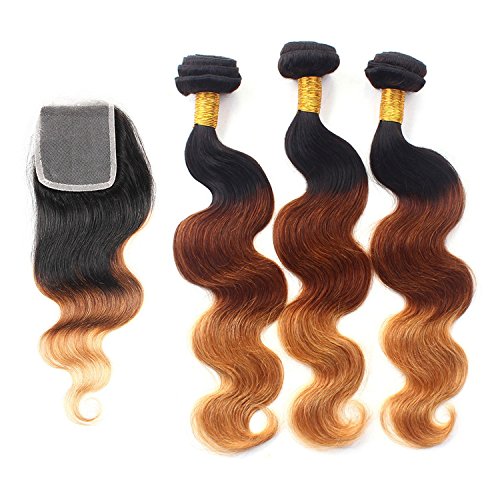 Lovenea adorno para entrada de 7 A de grado diseño del espacio del cuerpo de la Malasio pelo ondulado con mechas con el libre diseño con onda en forma para el pelo en forma de zigzag paquetes de y cierre de 4 piezas/mucho más
