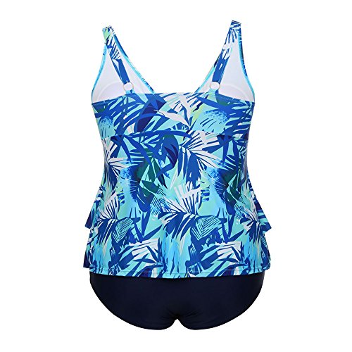 Lover-Beauty Conjunto Bikini Mujer Faldas de Pastel Dos Piezas Talla Grande Ropa Baño Dama Escote V Sin Manga Tiante con Pantalones Cortos XL-4XL para Playa (3X-Large)