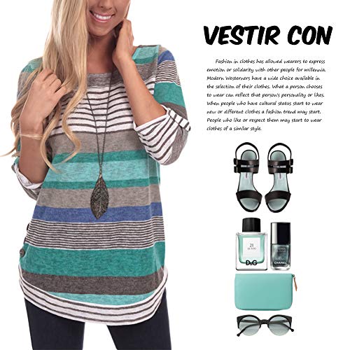 Lover-Beauty Mujeres Verano Camisetas Pullover Casual Camisa Manga Corta Cuello V Blusa Rayadas Patchwork Elástico Tops