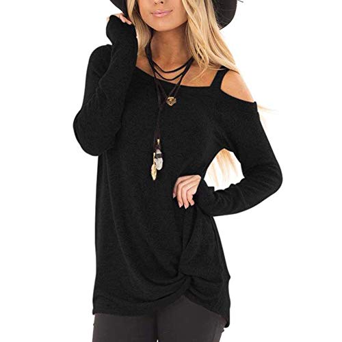 Lover-Beauty Top Camisa Mujer Casual Suelto Cuello Redondo Manga Corta Vestido Blusa Negro