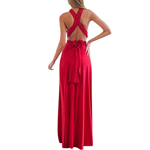 Lover-Beauty Vestido Largo Elegante Mujer Sexy Verano Fiesta Hombro Descubierto y Sin Manga Cintura Alta Dama de Honor Boda Ceremonia