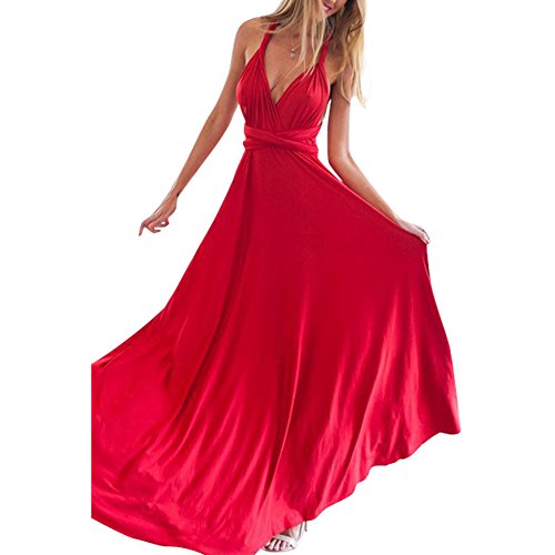 Lover-Beauty Vestido Largo Elegante Mujer Sexy Verano Fiesta Hombro Descubierto y Sin Manga Cintura Alta Dama de Honor Boda Ceremonia