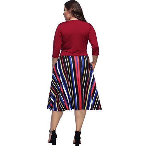 Lover-Beauty Vestidos Túnicas Tallas Grandes Mujeres Múltiples Capas Plisada Dividida 1X-4X Rojop