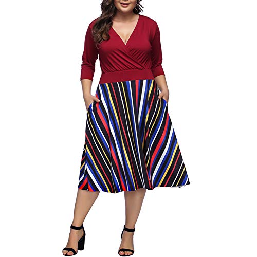 Lover-Beauty Vestidos Túnicas Tallas Grandes Mujeres Múltiples Capas Plisada Dividida 1X-4X Rojop