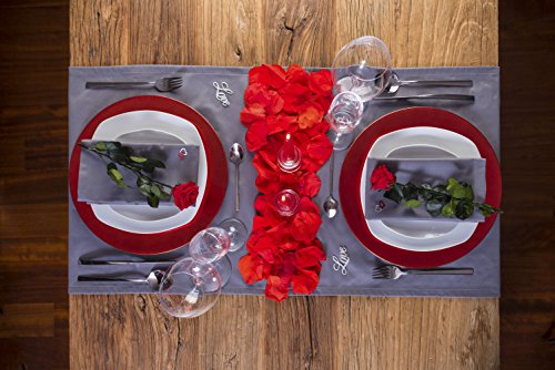 LOVERSpack Romantic Pack Hathor Gris/Rojo - con Este Pack romántico podrás Decorar tu Mesa y sorprender a tu Pareja con una Cena romántica en casa o en un Hotel. ¡Regala Momentos Especiales!