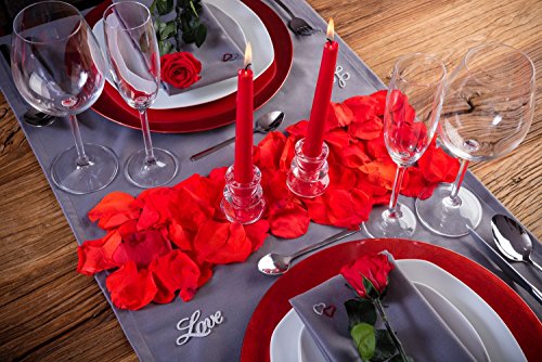 LOVERSpack Romantic Pack Hathor Gris/Rojo - con Este Pack romántico podrás Decorar tu Mesa y sorprender a tu Pareja con una Cena romántica en casa o en un Hotel. ¡Regala Momentos Especiales!
