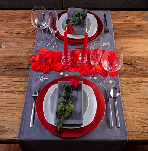 LOVERSpack Romantic Pack Hathor Gris/Rojo - con Este Pack romántico podrás Decorar tu Mesa y sorprender a tu Pareja con una Cena romántica en casa o en un Hotel. ¡Regala Momentos Especiales!