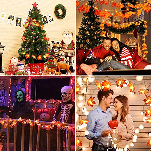 LOVEXIU Luces Decorativas de Navidad,Thanksgiving,Otoño Exterior,LED Guirnaldas Luminosas, iluminación led para jardín,Artificial Autumn Maple Leaves Luces de Cadena de Halloween Calabazas Decorativa