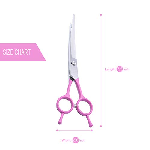 LovinPet 7.5"Zurdos/Diestros Mascota Curvada Tijera para Perros/Punta Roma De Seguridad Cizalla para Perros De Aseo para Perros Y Gatos (Uso Fácil)
