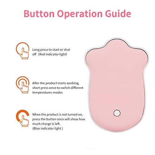 LOVMOV Calentadores de Manos Recargables, 5600mAh Power Bank Calefacción de Doble Lado, USB portátil de Bolsillo eléctrico Calentadores de Manos para Caminar, Invierno frío (Rosa)