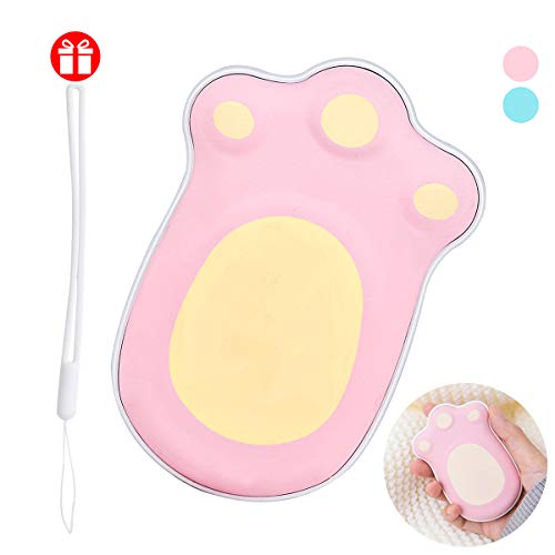 LOVMOV Calentadores de Manos Recargables, 5600mAh Power Bank Calefacción de Doble Lado, USB portátil de Bolsillo eléctrico Calentadores de Manos para Caminar, Invierno frío (Rosa)