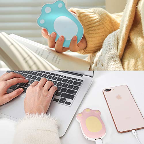 LOVMOV Calentadores de Manos Recargables, 5600mAh Power Bank Calefacción de Doble Lado, USB portátil de Bolsillo eléctrico Calentadores de Manos para Caminar, Invierno frío (Rosa)