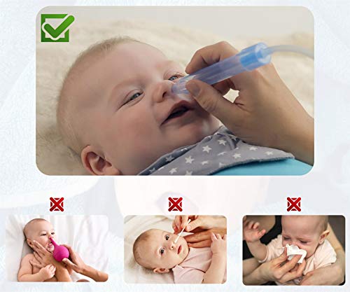 LOWO - Aspirador Nasal Manual Profesional por Succión para Bebé y Niño - Para la Congestión Nasal (nariz congestionada) Rinitis alérgica / resfriado - Sin bisfenol A / 24 Filtros de Repuesto REGALADOS