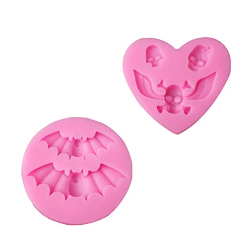 LQH 2 Piezas de Silicona de Halloween del cráneo del Palo de moldes aking decoración de la Torta la Jalea del azúcar