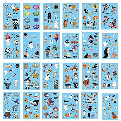 LQH 24 Hojas de Transferencia niños de Agua Etiqueta engomada del Tatuaje de Halloween Luminoso Que Brillan en la Oscuridad Temporal del Tatuaje falsifican