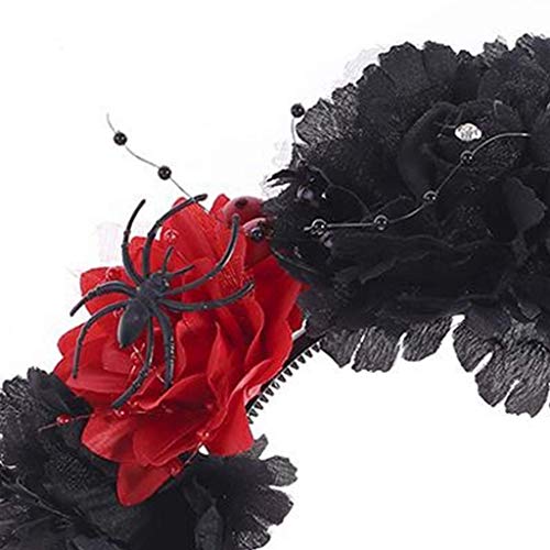 LQH Pelo de Halloween del aro Multicolor Flor de araña de Cosplay Cinta roja (Color : Orange)
