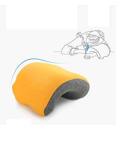 LQH Suave Viaje Almohada for el Cuello y la Almohadilla de Espuma de Memoria Cuello cómodo, apoyar la Cabeza y la Barbilla Pueden lavarse a máquina for el Vuelo del Almuerzo, Amarillo