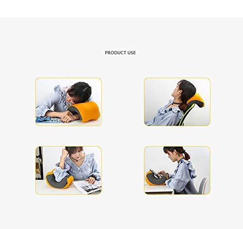 LQH Suave Viaje Almohada for el Cuello y la Almohadilla de Espuma de Memoria Cuello cómodo, apoyar la Cabeza y la Barbilla Pueden lavarse a máquina for el Vuelo del Almuerzo, Amarillo