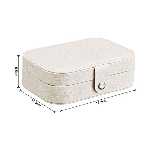 Lrikas Joyero Pequeño Joyero Viaje Joyeros Mujer Pequeña Joyero Jewelry Organizer para Anillos, Aretes, Pendientes, Pulseras y Collares (Blanco)