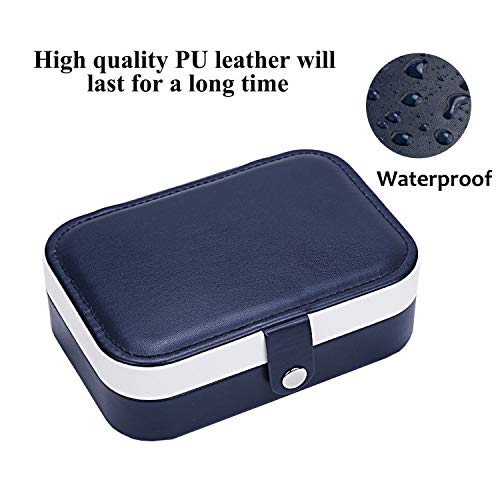 Lrikas Pequeña Joyero Viaje Decorativas Cajas para Joyas Jewelry Organizer para Mujer 16 .5 x 11.5 x 5.5 cm (Azul Oscuro)