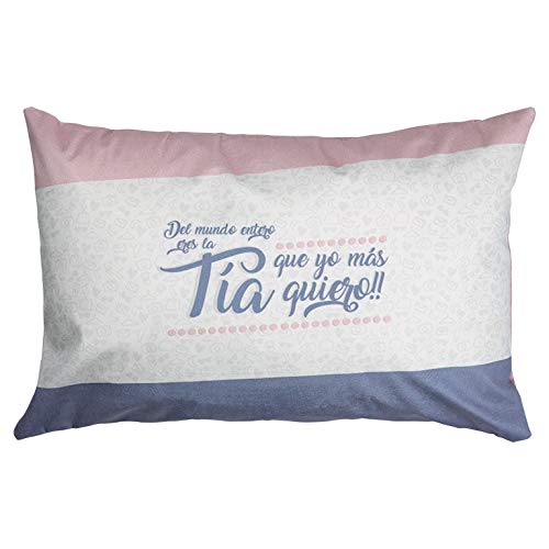 LS LOVELY STORY REGALA HISTORIAS BONITAS COJÍN con Mensaje - del Mundo Entero Eres LA TÍA Que YO MÁS Quiero -Contiene Relleno DE COJIN Y Caja EXPOSITORA